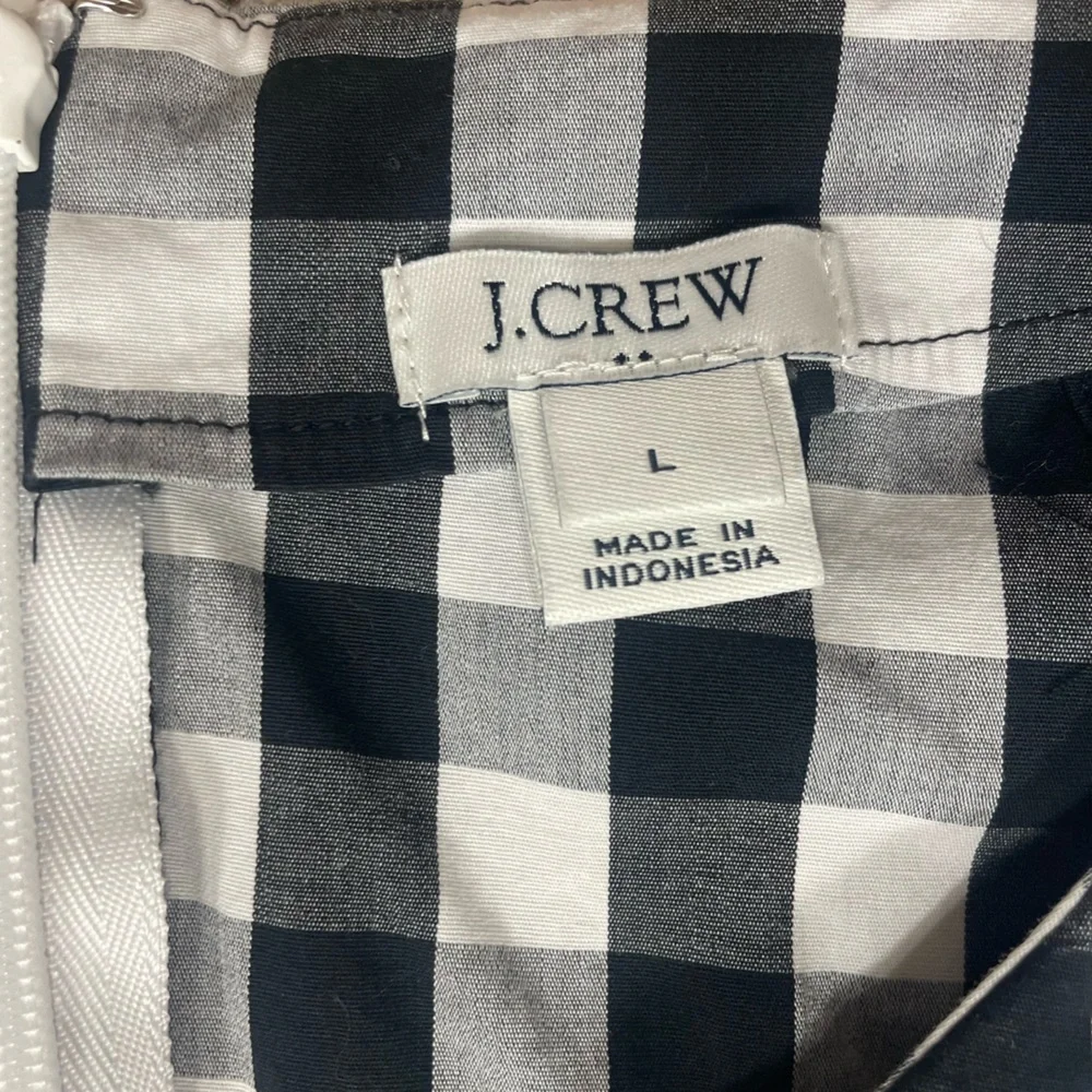 J. Crew Black and White Gingham Tie-Sleeve Mini Dress